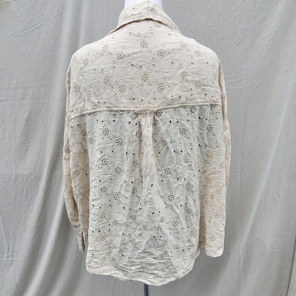 Paisley Flower Cream Oversized Fit Long Sleeve Blouse Size Small - Picture 2 of 6